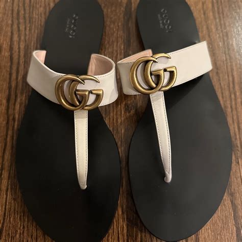 gucci marmont slide sandals|Gucci Marmont leather thong sandals.